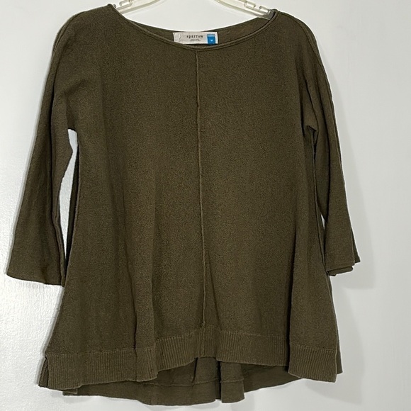 Sparrow Anthro Olive Green woven a line essential basic 3/4 sleeve top medium - Picture 1 of 10